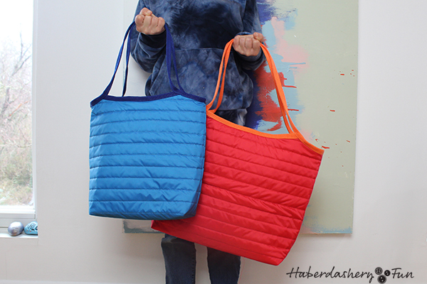 HaberdasheryFun quilted ripstop tote pattern. Use the popular reversible tote pattern and make a bag today